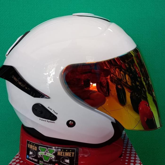 KYT HELM KYOTO SOLID WHITE+VISOR VENOM+SPOILER PAKET GANTENG