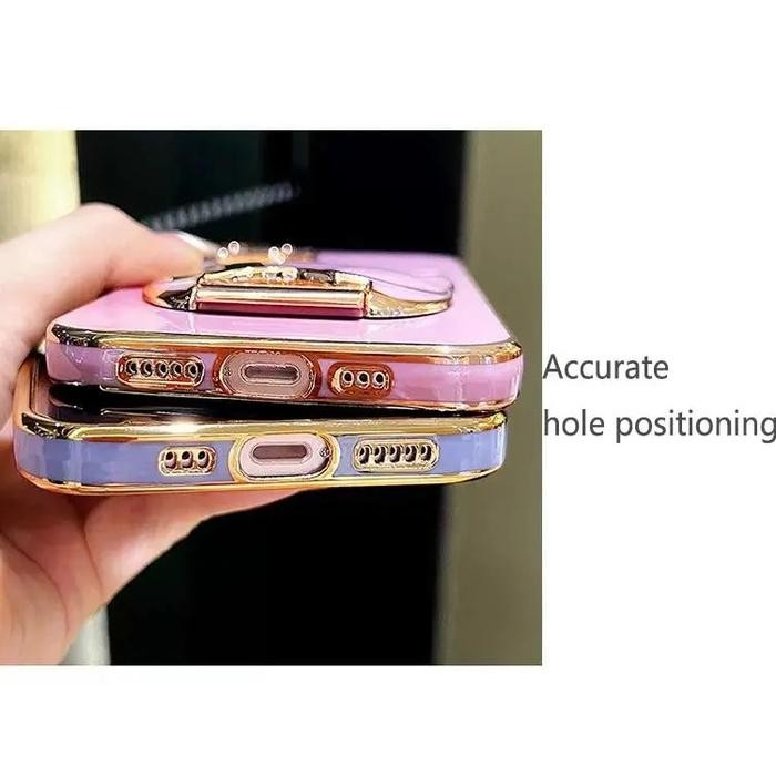 Case For Oppo A74 4G/A95 4G Softcase Dengan Stand Mewah Luxury Plating