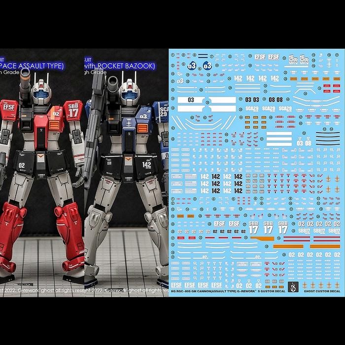 HG GM CANNON SPACE ASSAULT TYPE/WITH ROCKET BAZOOKA WATER DECAL GHOST