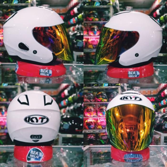 HELM KYT KYOTO SOLID WHITE VISOR IRIDIUM SILVER