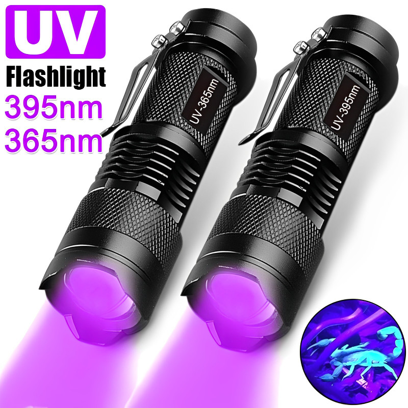 UV Flashlight Black Light Powerful Small Blacklight Flashlight UV Light Mini Black Light Flashlight