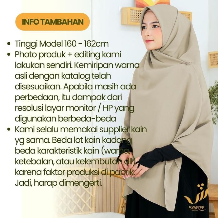 Top Jilbab Syar'i Segi Empat Jumbo Wolfis Kelim Panjang Tebal Nyaman Syar'ee - Hijab
