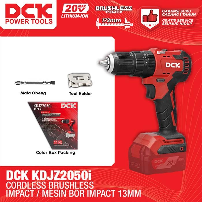 Dck Kdjz2050I Cordless Brushless Impact Drill / Mesin Bor Impact Baterai 13Mm