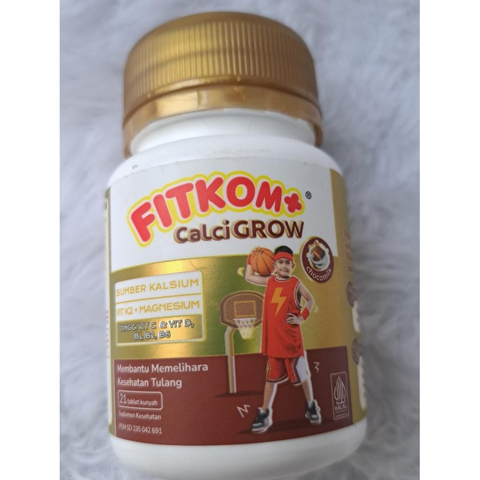 ORIGINAL Fitkom CalciGROW Tablet Hisap Vitamin Tinggi Badan Anak Rasa Coklat - 21 Tabs