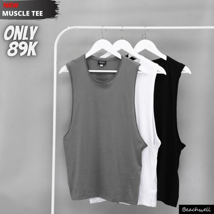 Singlet Pria Baju Singlet Pantai Cowok Tanktop Pria Model Kerah Vintage Unfinished Cutting Polos