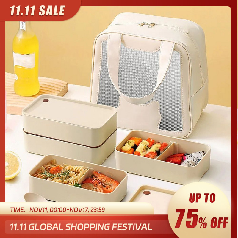 Portable Lunch Box Microwave Safe Plastic Bento Box With Compartments & Sauce Lunch Box Stackable Sa