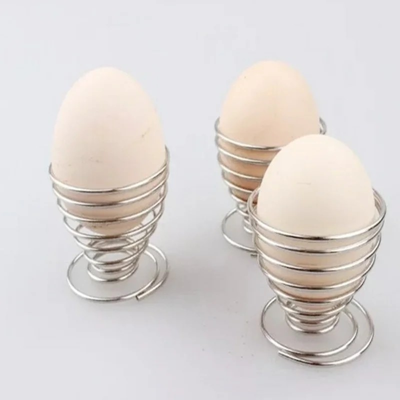 Kitchen Breakfast Hard Boiled Metal Egg Cup Spiral Spring Holder Egg Cup