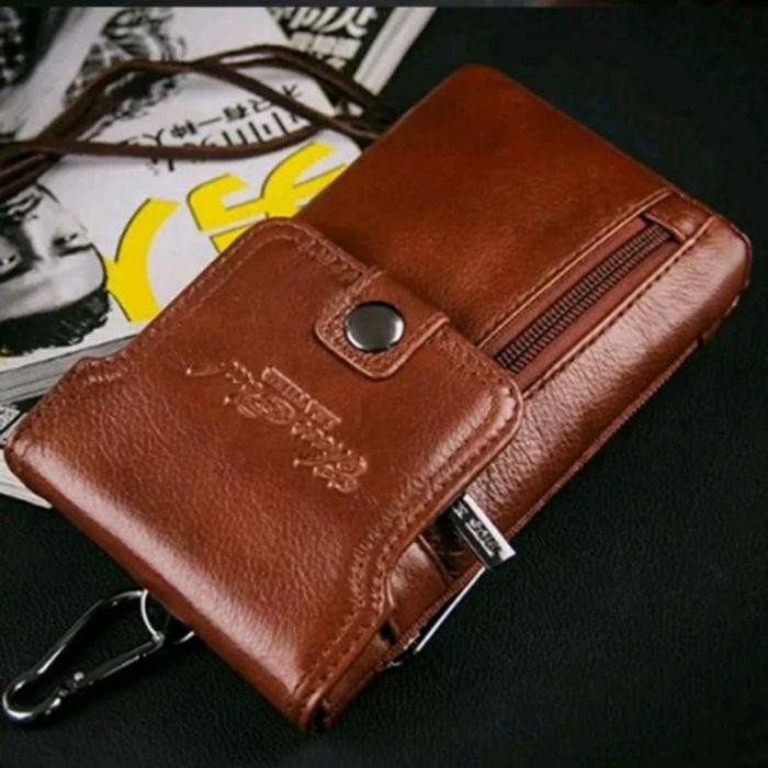 Dompet Kulit Pria - Dompet Hp Pinggang Kulit import 3227 Tinggi 17cm