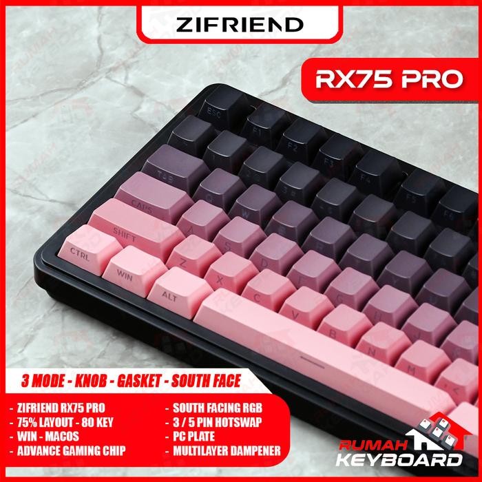 d24z- Zifriend Rx75 Pro - 75% - 3 Mode - Gasket Mount - 3/5 Pin Hotswap - South Face Rgb -