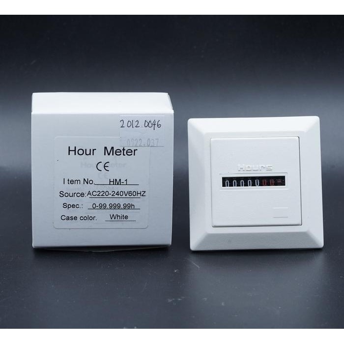 HourMeter White HM-1 AC 220V - 240V 60Hz Hour Meter Square Non Reset