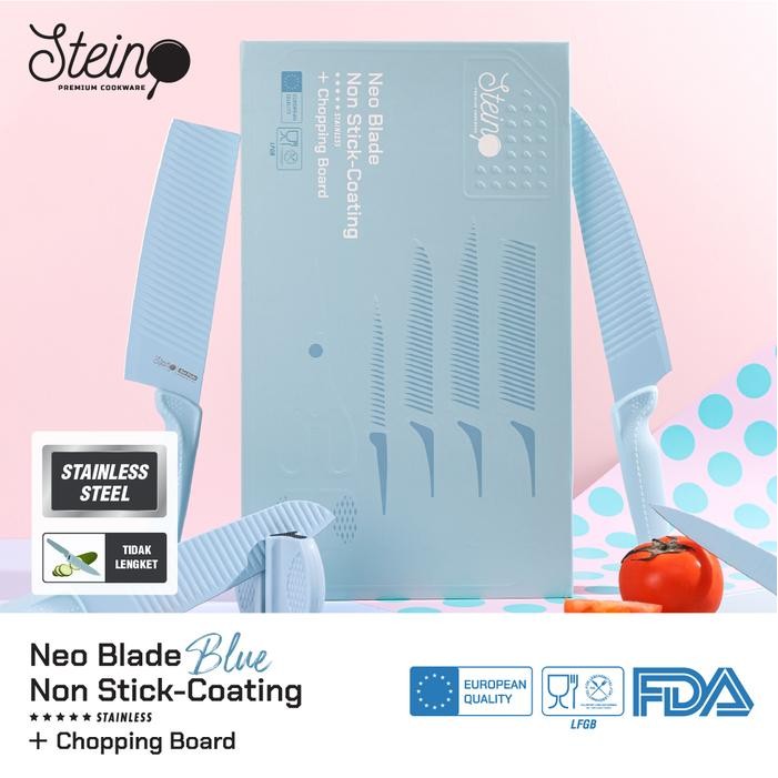 gdqo- Stein Paket Panci Dan Pisau 10In1 Set Panci Wajan Teflon Pisau Anti Lengket Marble