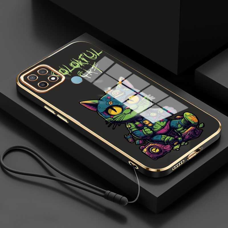 Casing Untuk OPPO A15 A15s A35 4G Case Casing HP Softcase Tali gantungan berlapis silikon mewah Kasi