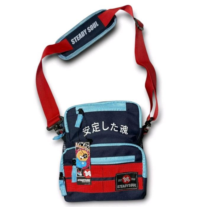 steadysoul tas selempang pria distro biru navy merah slingbag cowok tas laki laki