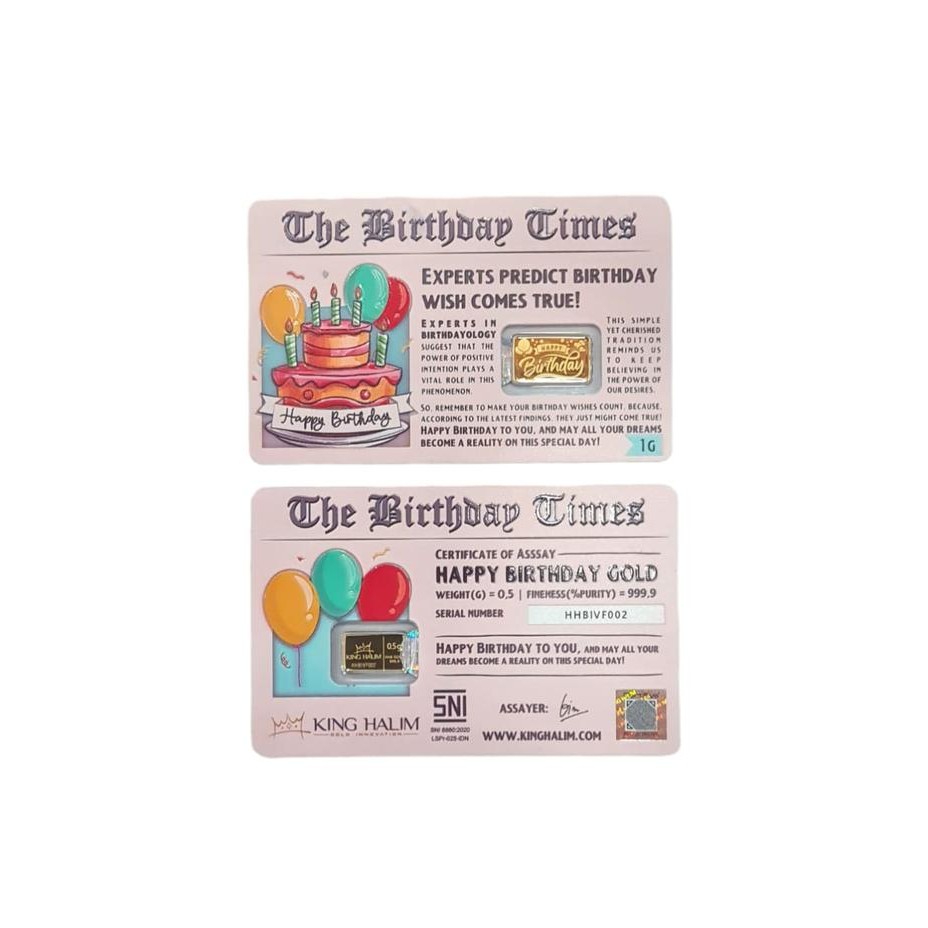 Logam Mulia Emas King Halim 0.5, 1 Gr - Happy Birthday