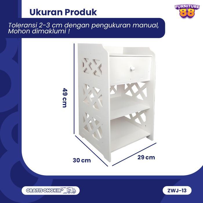 FURNITURE88 Rak Minimalis Estetik Lemari Kosmetik Lemari Sisi Ranjang Bahan WPC ZWJ-13 BISA