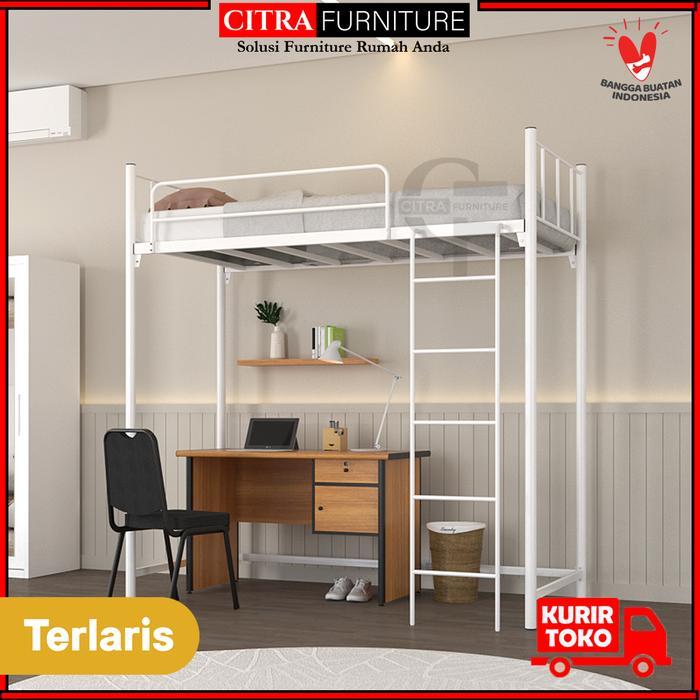 Ranjang Tingkat Besi Meja Belajar | Study Bunk Bed By SHUMO - Hanya Ranjang, 90x200