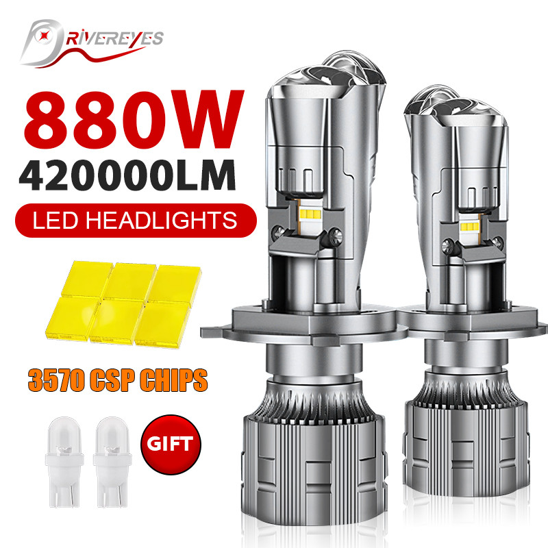 2pcs H4 LED Projector Mini Lens Auto H4 LED Headlight Bulb Kit