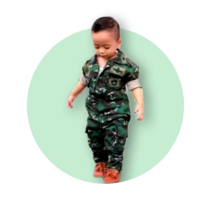 Baju Loreng Tentara TNI AD NKRI -Kostum Loreng TNI AD -Baju Tentara anak Loreng PDL NKRI - XS