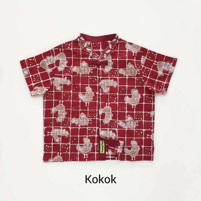 HEYTIMMY Cheongsam Katun Kemeja Cheongsam Katun Anak Laki dengan Motif Batik Cap - KOKOK, 7-8 tahun 