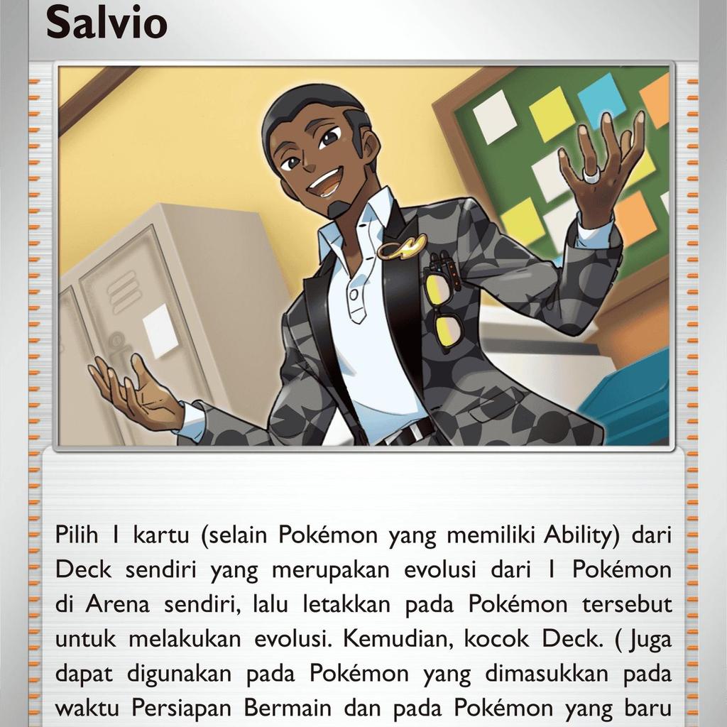 ORI Pokemon TCG Kartu Salvio Trainer Supporter Card ID Indonesia H Staple Poke
