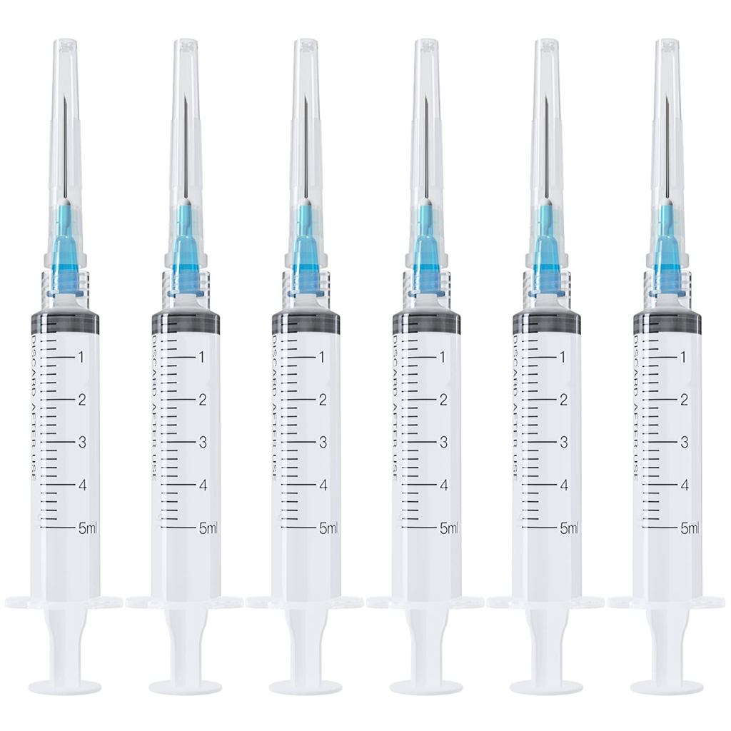 100Pcs Sterile 5ml/cc Luer Lock Syringe With 23G 1inch Needle Measuring Liquid Dispensing Glue