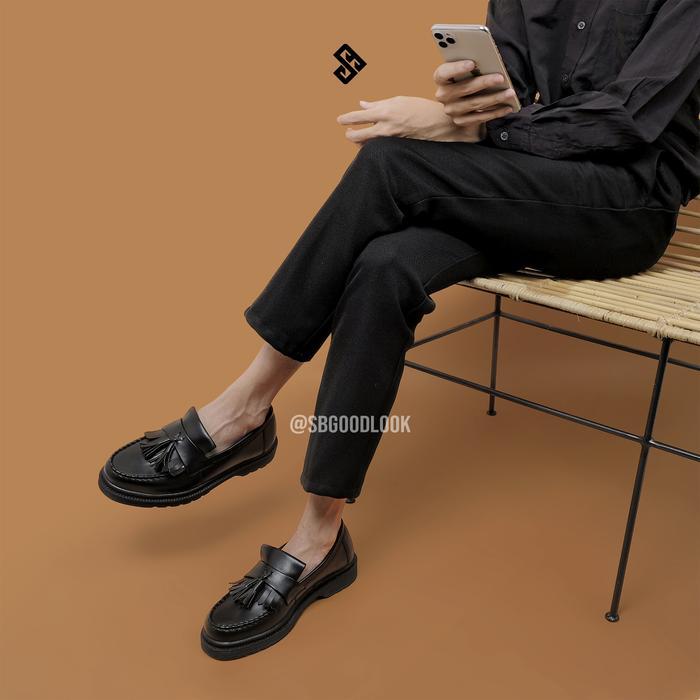 TERMURAHH SAMA BRAND Sepatu Pria Loafers SB ALETTA BLACK Karet Shoes Sneakers Kerja Formal Hitam