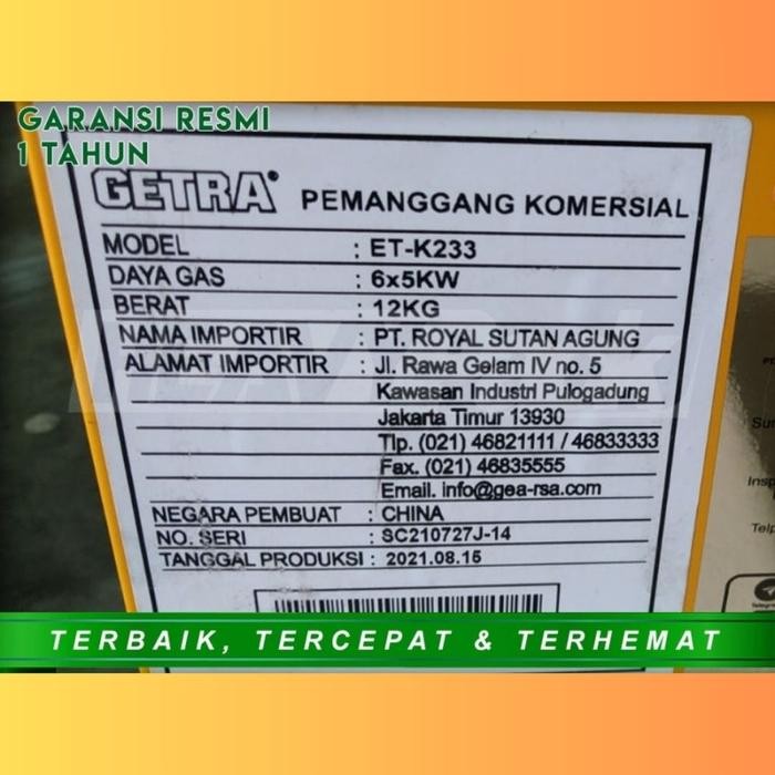 Hot Sale Getra Alat Gas Roaster Pemanggang Bakaran Sosis, Ayam Et-K233