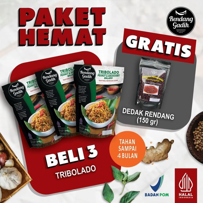 

TERLARIS Rendang Gadih - Paket 3 pcs Tribolado @ 200 g READY STOCK