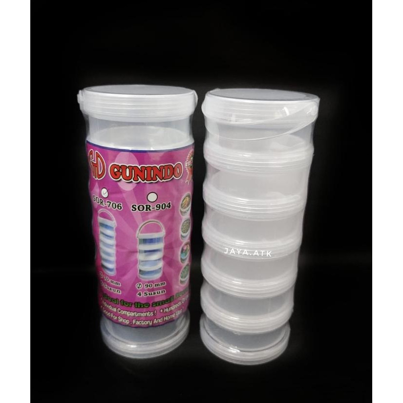 Pilihan- Kotak Penyimpanan Box Plastik Bulat 6 Susun Mini Rantang Lucu Sor-706