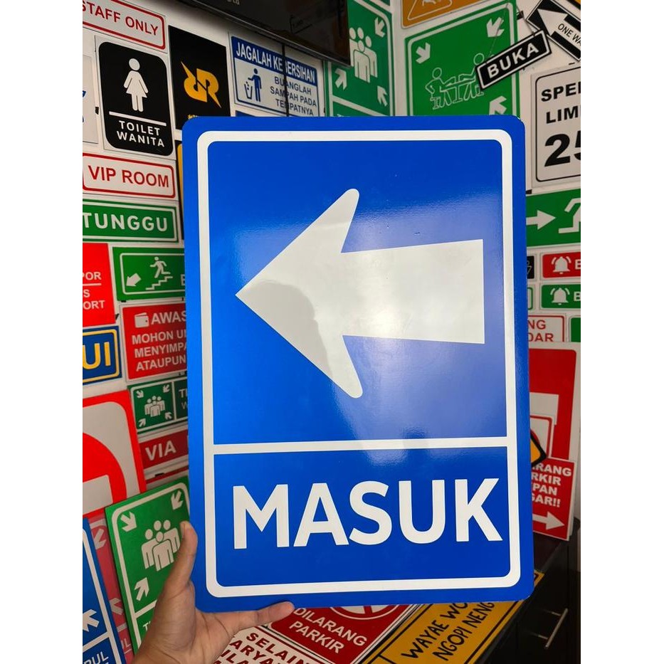 

SIGN TANDA RAMBU ARAH MASUK 30 X 50 CM BIRU BISA CUSTOM HITAM