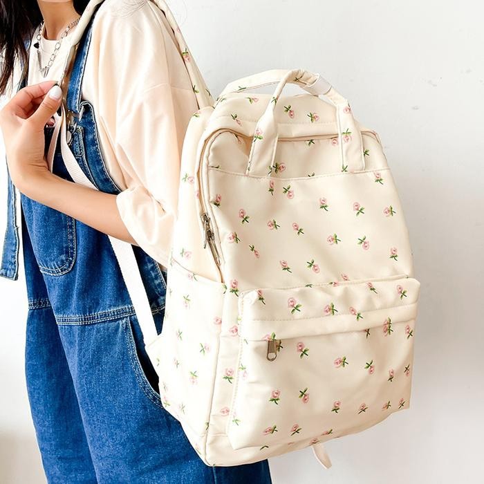 Palomino - Victoria Bag Tas Ransel Wanita Flower Korean Backpack Sekolah Perempuan Stylish - 19V
