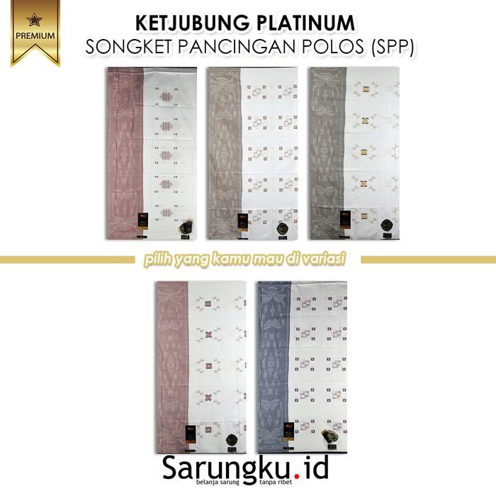TERLARIS SARUNG KETJUBUNG PLATINUM SONGKET PANCINGAN POLOS (SPP) PUTIH READY STOCK