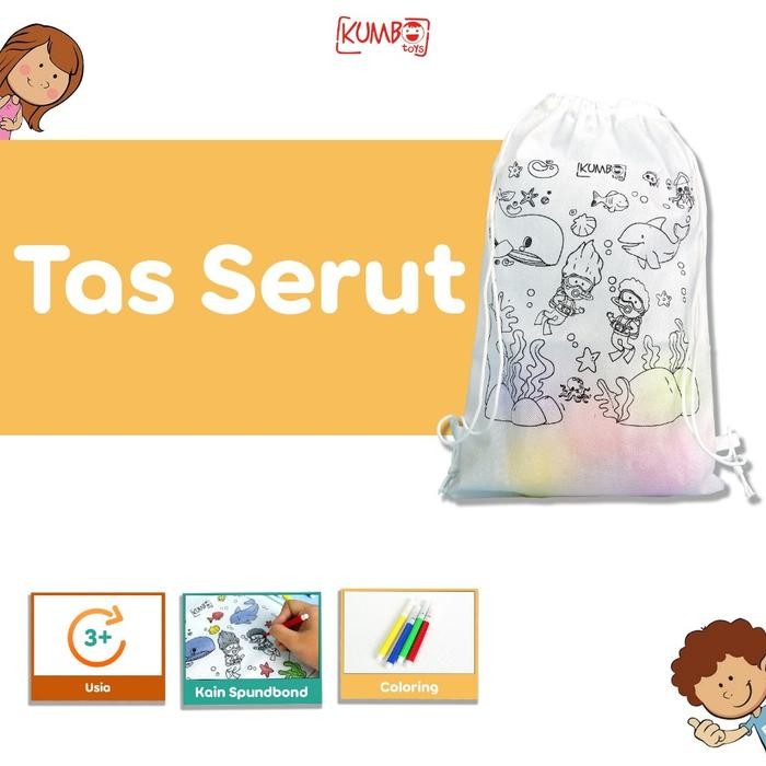 Tas Serut Anak Spunbond Bergambar DIY Coloring Goodie Bag Souvenir Ulang Tahun