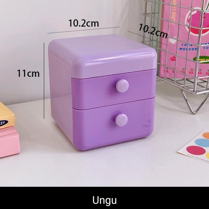 kotak penyimpanan box storage laci mini ungu