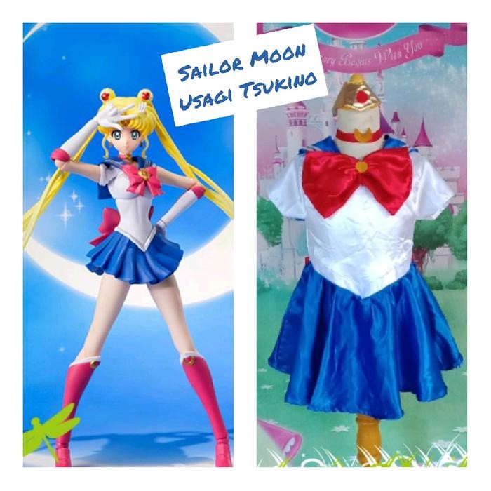 ASLI Usagi Tsukino Sailormoon Biru/Baju Kostum Anime/Sailor Moon Size Anak Dan Dewasa/Cosplay Sailor