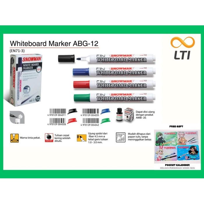 

OJ Spidol Whiteboard Snowman ABG-12 / LUSIN