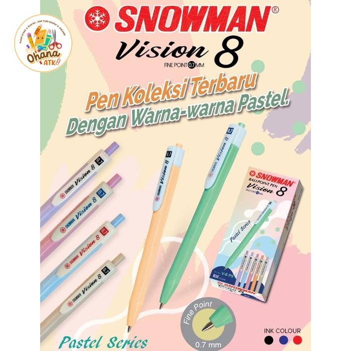 

OJ (1pack) Pulpen Snowman V8 PASTEL 0.7mm Ballpoint Pen Sama Snowman V5