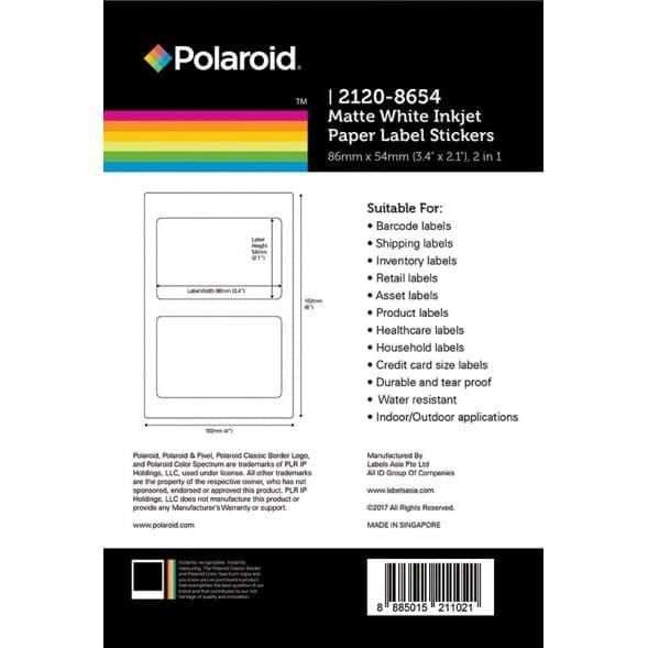 

POLAROID 4R INKJET STIKER FOTO 86mm x 54mm (2 in 1) ISI 200PCS
