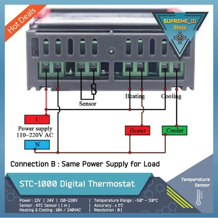Stc-1000 Digital Thermostat Temperature Controller Ntc Sensor Stc1000 For Heating Or Cooling - Ac/Dc