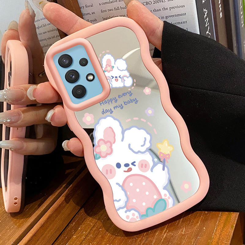 Casing HP Untuk Samsung A32 A31 A33 5G Case Kelinci berbulu Macaron Softcase Silikon Kasing Cream Ge