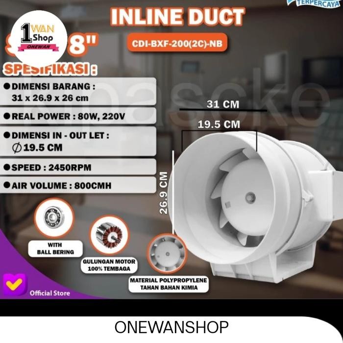 8 in blower penghisap asap dapur, restoran, mall, dll exhaust fan 8"