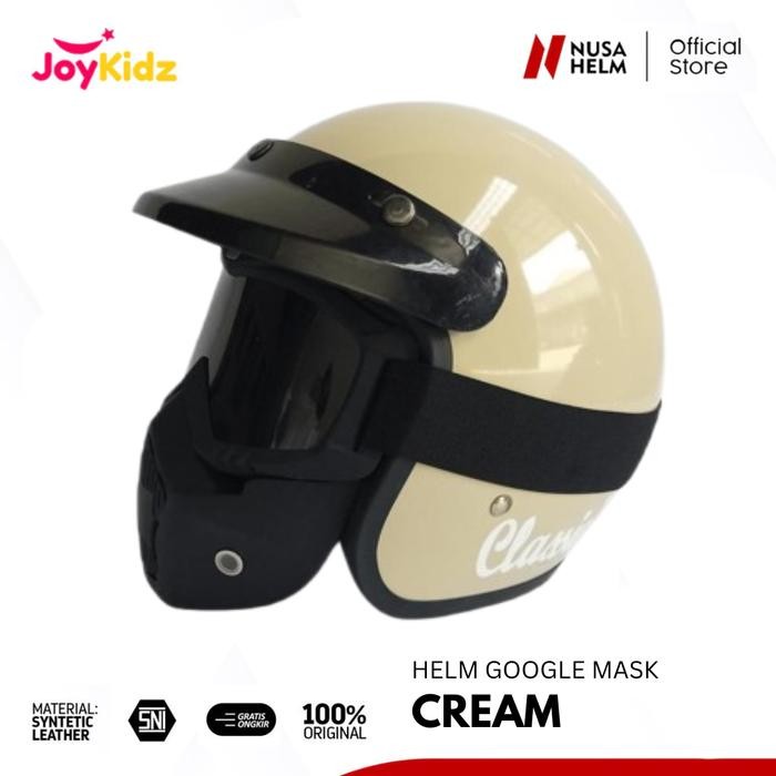 Helm Dewasa Retro Google Mask Remaja Balap Motor Pria Wanita Keren Kacamata Full Face