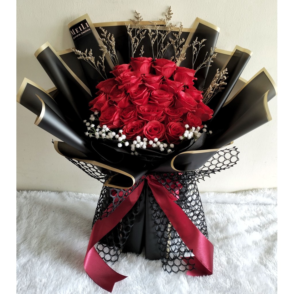 Buket Bunga ROSE MERAH HITAM