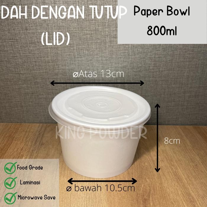 KHUSUSOJOL Paper Bowl 360ml/500/650/800/Rice Bowl/Tempat Nasi/BOWL+LID