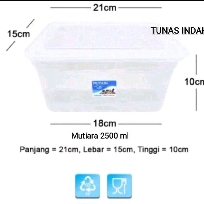 [12 Pcs] KMP Sealwate 2500l ml Bening Box Mutiara Plastik Berkualitas PP5 BPA Free Kotak Penyimpanan