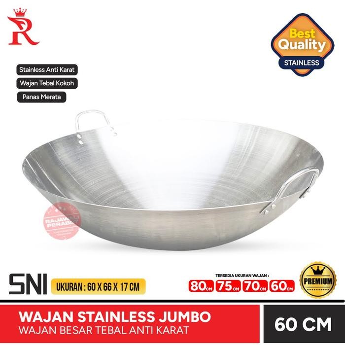 Terbaik Wajan Kuali Stainless Jumbo 60Cm Wajan Masak Besar Catering Restoran 100% Ori