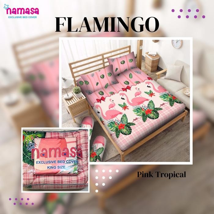 ORIGINAL asa Bedcover Set + Sprei Bahan TIDAK LUNTUR motif Flamingo READY STOCK