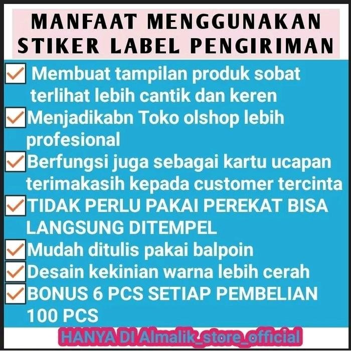 Custom Stiker Label Pengiriman Olshop Thank You Nota Toko Note Lebel Box Packaging