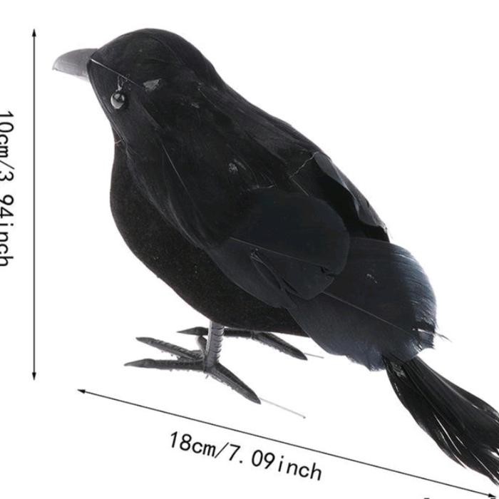 BURUNG GAGAK HITAM PALSU DEKORASI HIASAN HALLOWEEN CROW BIRD
