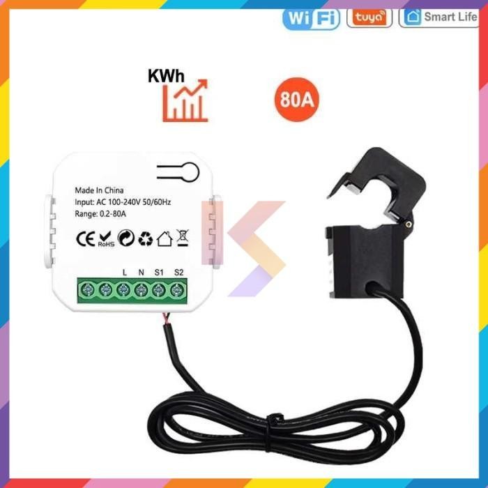 Tuya Smart Energy Meter 80A Wifi With Current Transformer Clamp Kwh